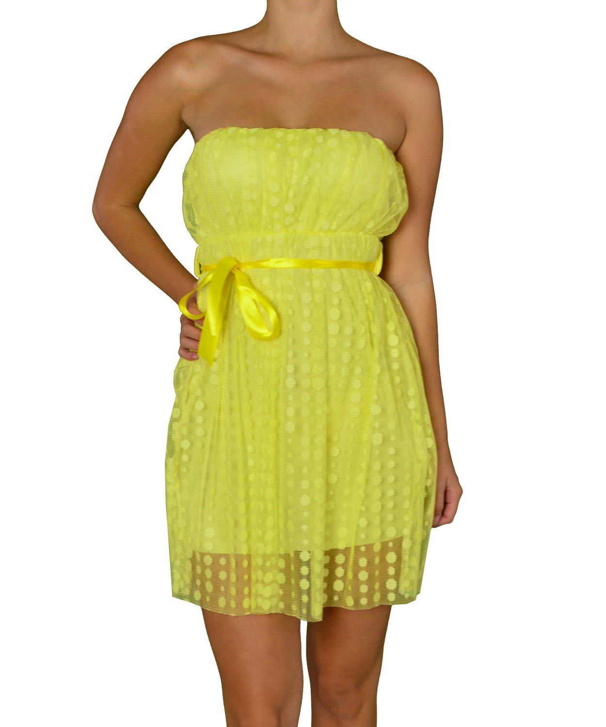 Huxley and Grace κίτρινο στράπλες φόρεμα 3259G